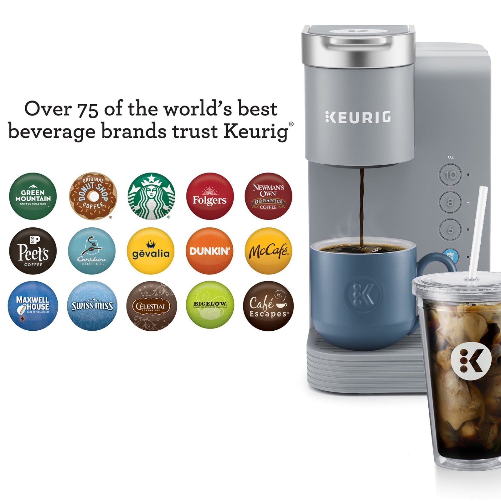 Keurig K-Express Essentials Plus, Iced and Hot Single-Serve K-Cup Pod Coffee Maker, White