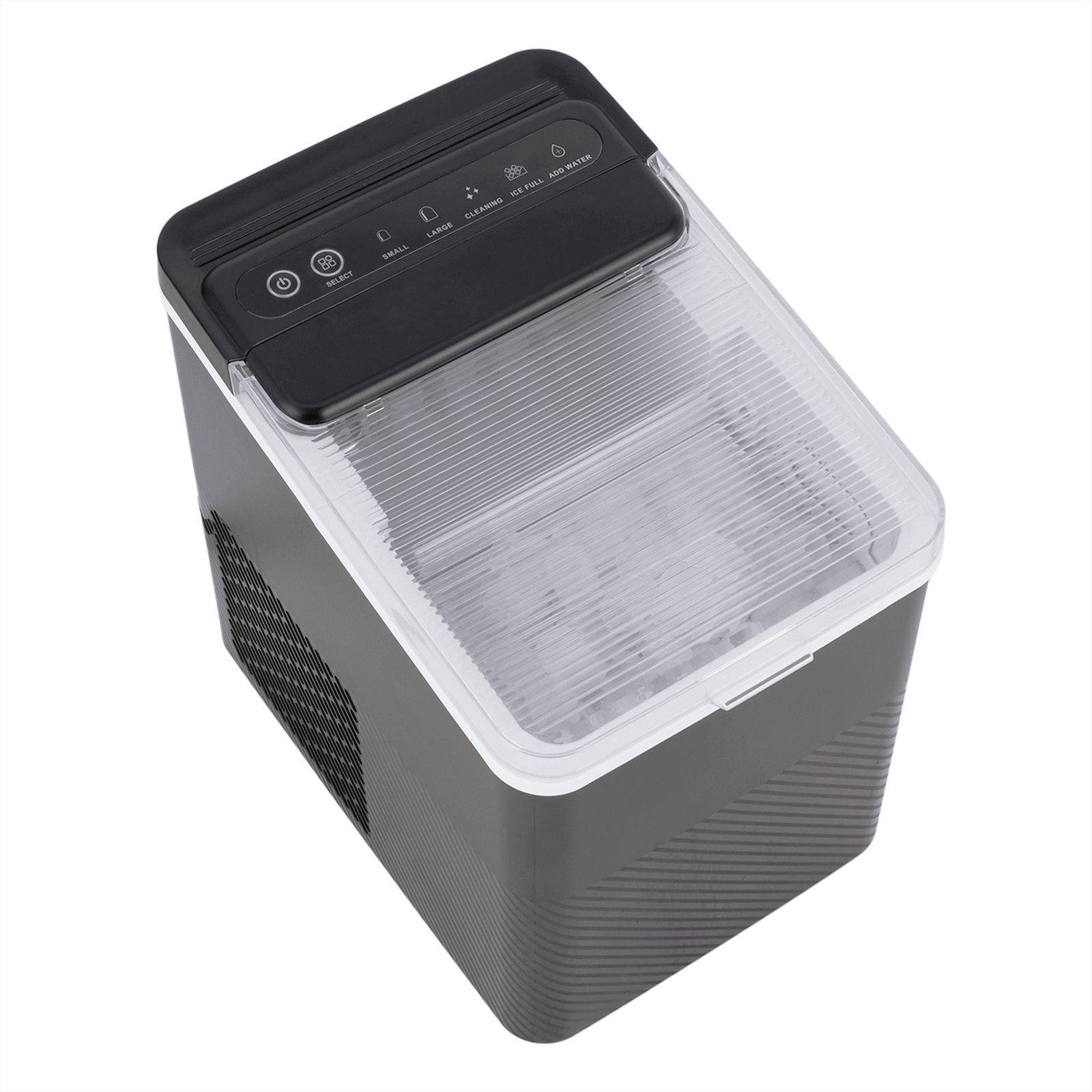 Mainstays Countertop Ice Maker, Rich Black, 9 Bullet Cubes, 2 Ice Sizes, 26 lbs/24H with Removable & Washable Ice Tray & Scoop, with Self-Cleaning Function