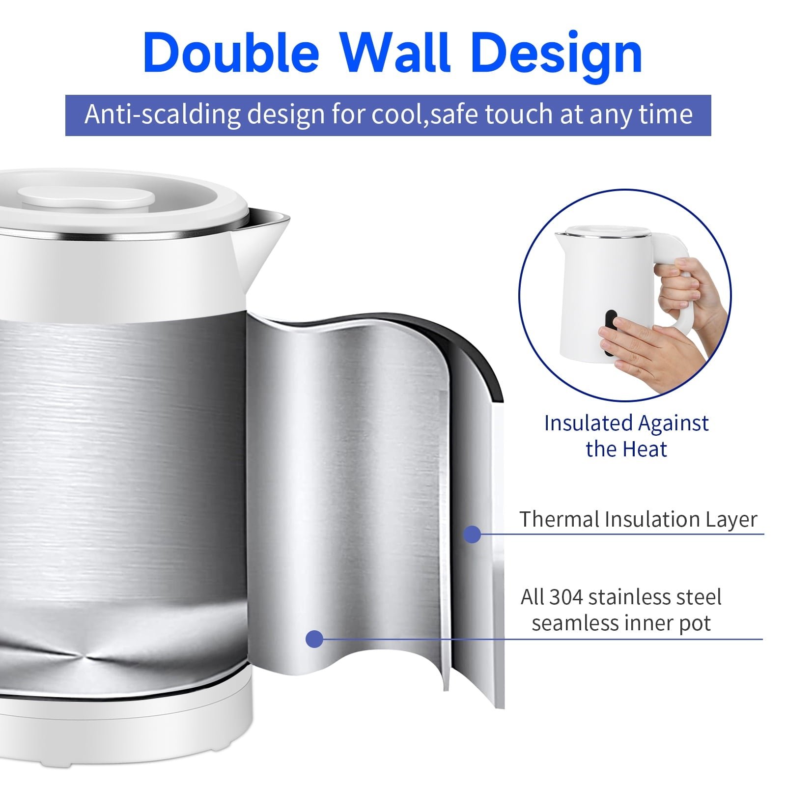 Small Electric Tea Kettle Stainless Steel, 0.8L Portable Mini Hot Water Boiler Heater, Travel Electric Coffee Kettle with Auto Shut-Off & Boil Dry Protection