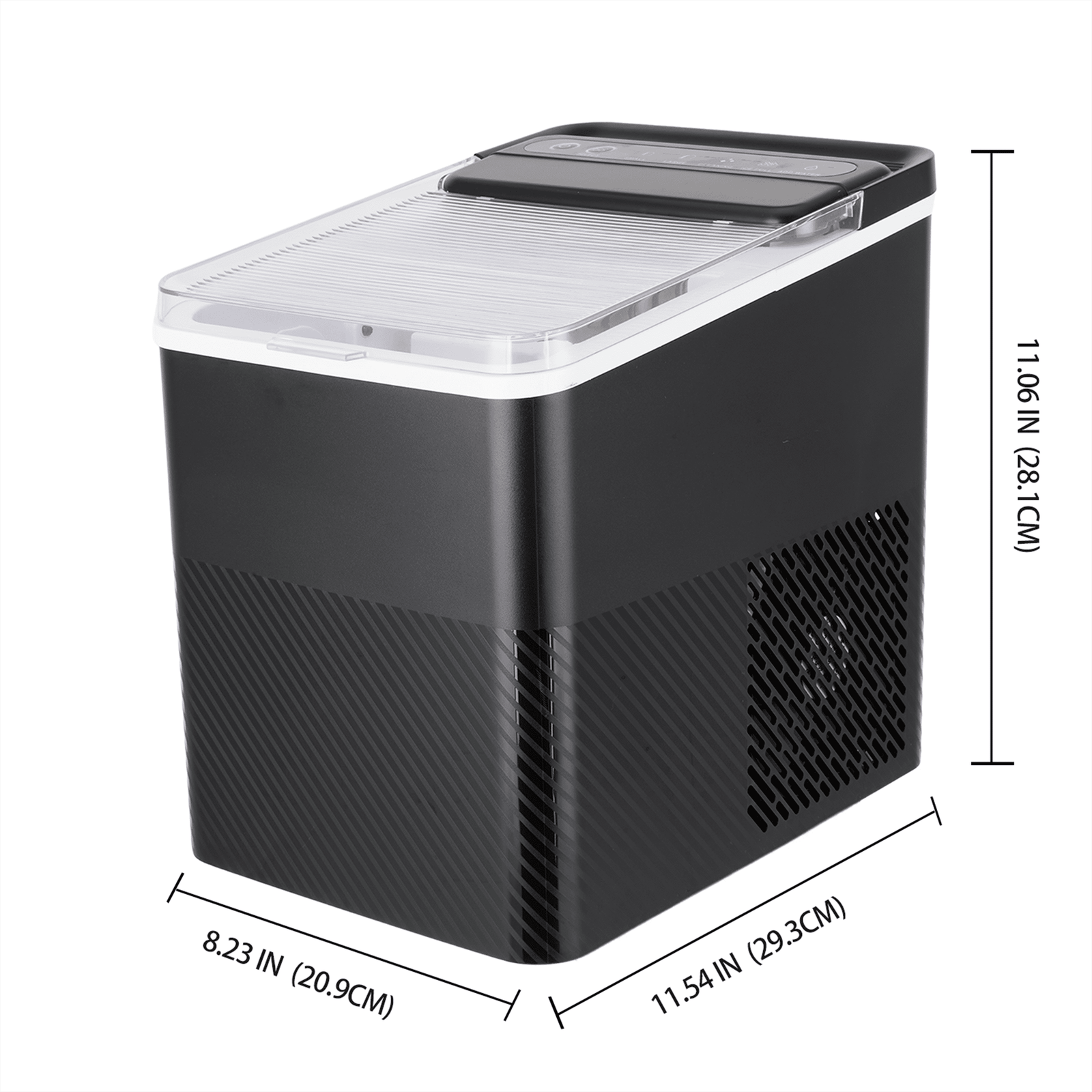 Mainstays Countertop Ice Maker, Rich Black, 9 Bullet Cubes, 2 Ice Sizes, 26 lbs/24H with Removable & Washable Ice Tray & Scoop, with Self-Cleaning Function