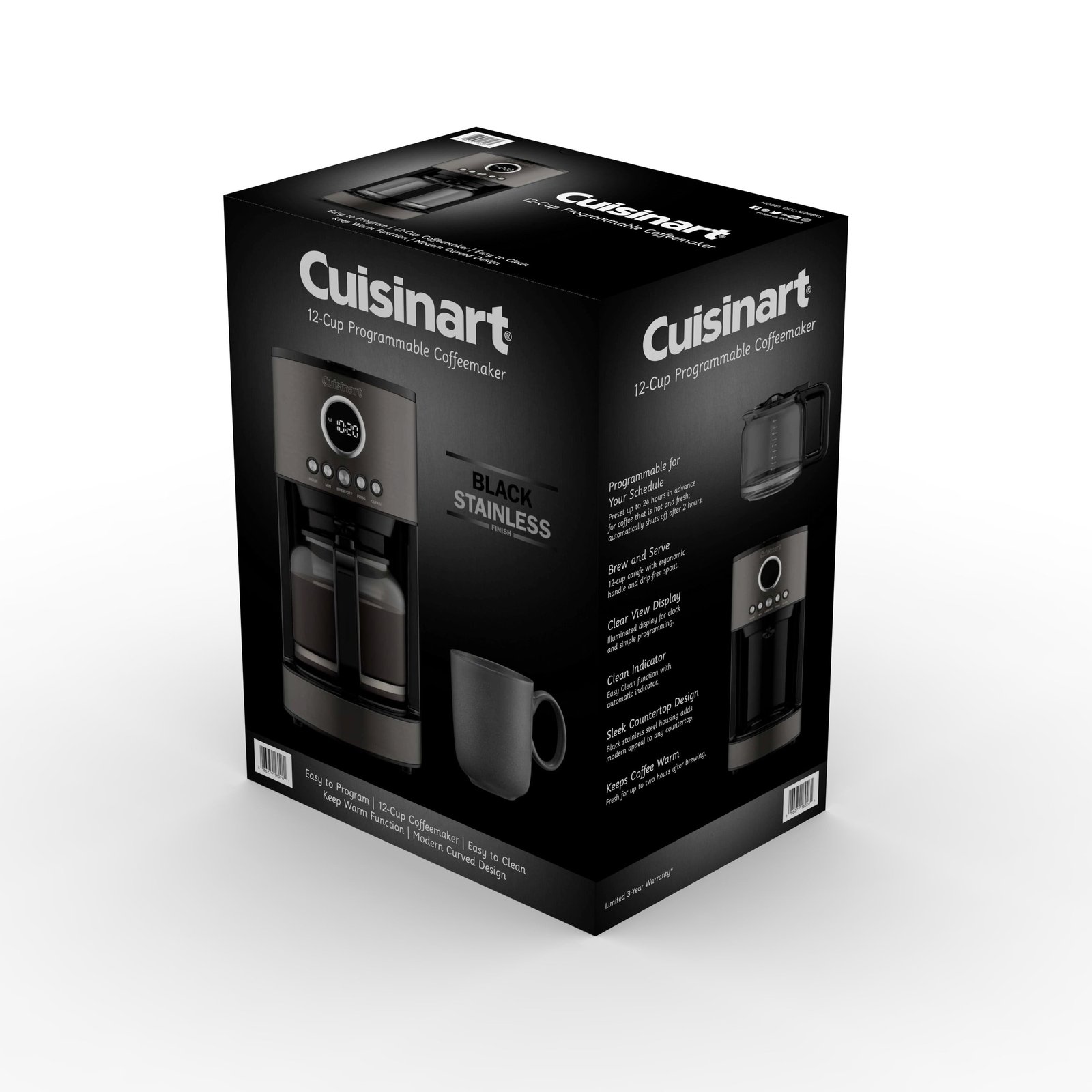 Cuisinart 12-Cup Coffee Maker, Stainless Steel, Black