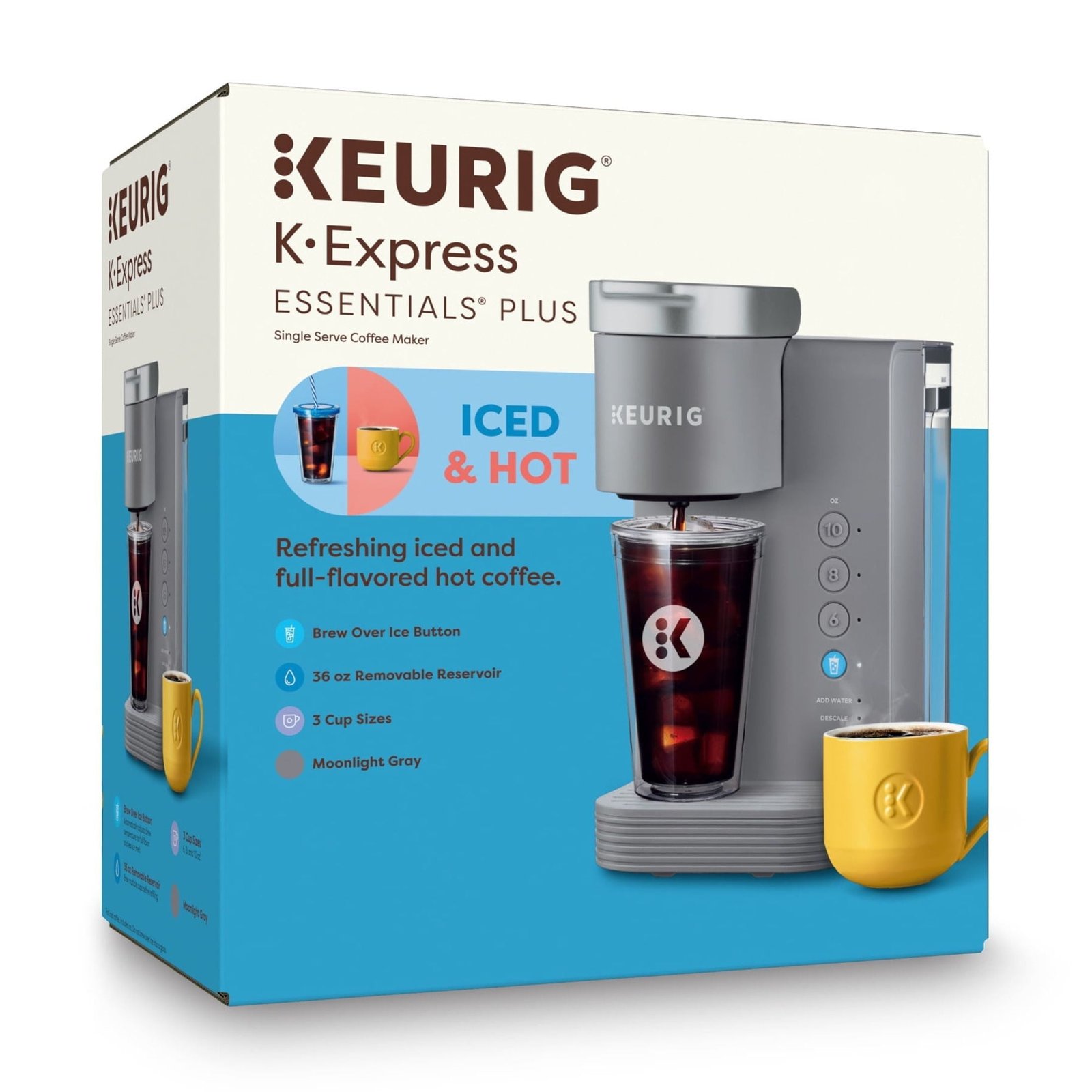 Keurig K-Express Essentials Plus, Iced and Hot Single-Serve K-Cup Pod Coffee Maker, White