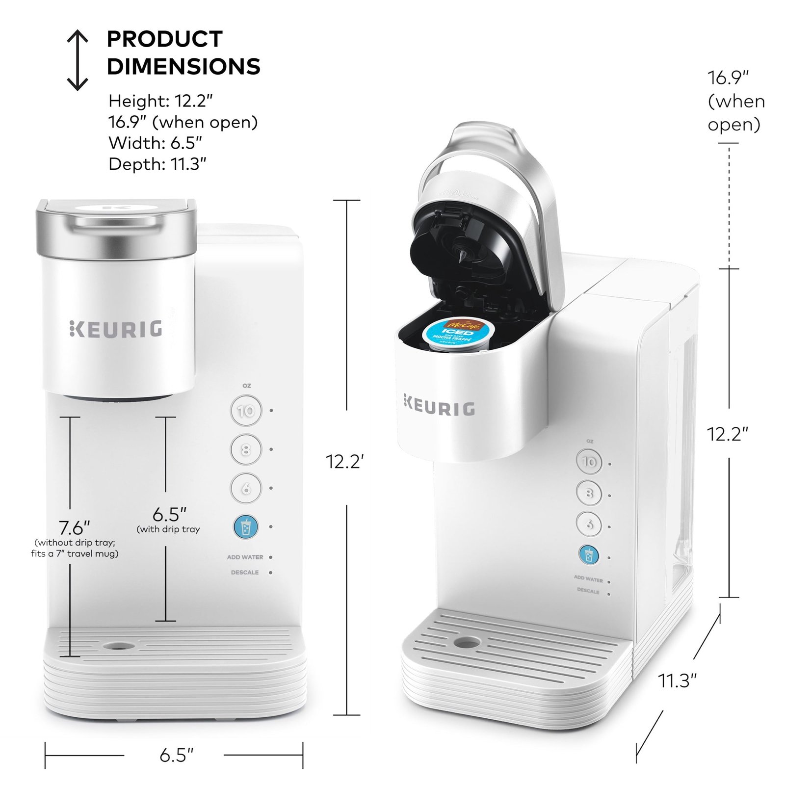 Keurig K-Express Essentials Plus, Iced and Hot Single-Serve K-Cup Pod Coffee Maker, White