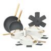 Beautiful 12-Piece Ceramic Nonstick Cookware Set, Pots and Pans with Strainer Lids, White Icing by Drew Barrymore