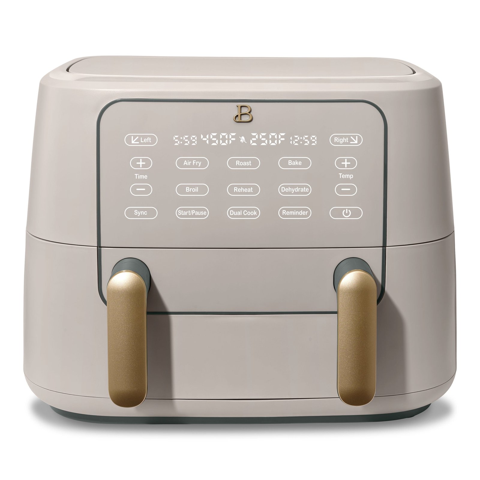 Beautiful 9 Qt TriZone Air Fryer, Porcini Taupe by Drew Barrymore