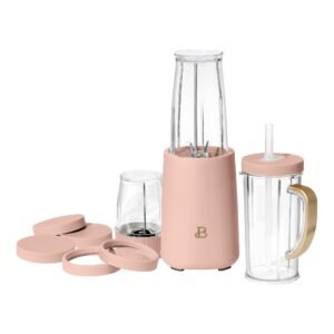 Beautiful Personal Blender Set with 12 Pieces, 240 W, Rose by Drew Barrymore