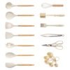 Carote 10 Pcs Silicone Cooking Utensils Set for Kitchen with Wooden Handle