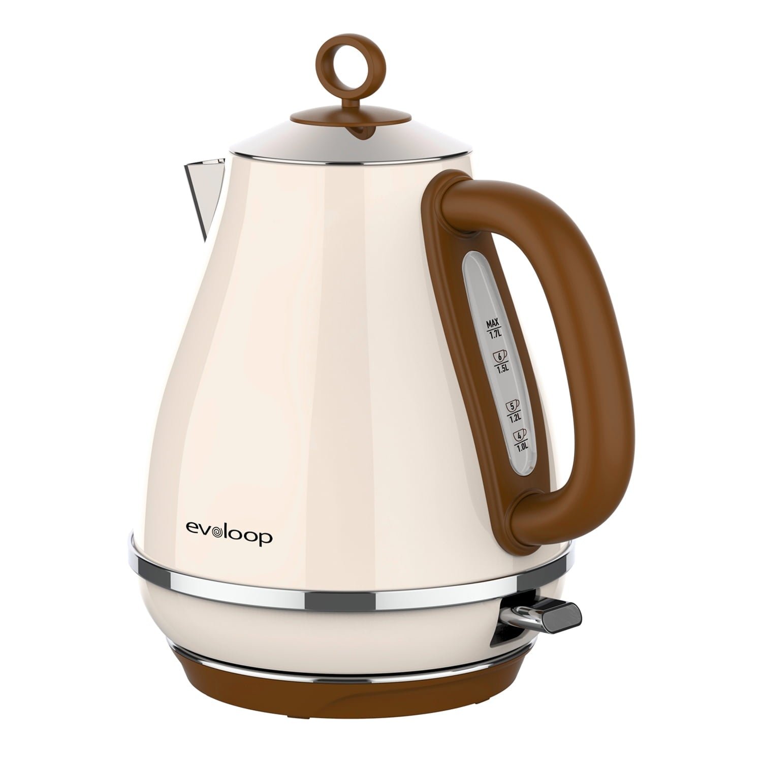 Evoloop 1.7L Electric Kettles, Hot Water Boiler Heater, Stainless Steel Teapot , Auto Shut-Off & BPA Free -- Cream
