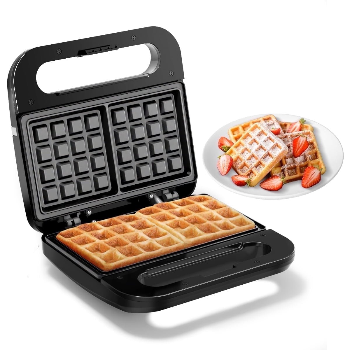 GPED Waffle Maker, 2 Slices Non-Stick Waffle Iron, Compact Waffle Maker with Indicator Lights for Make Breakfast,Cool Touch Handles, Easy Clean