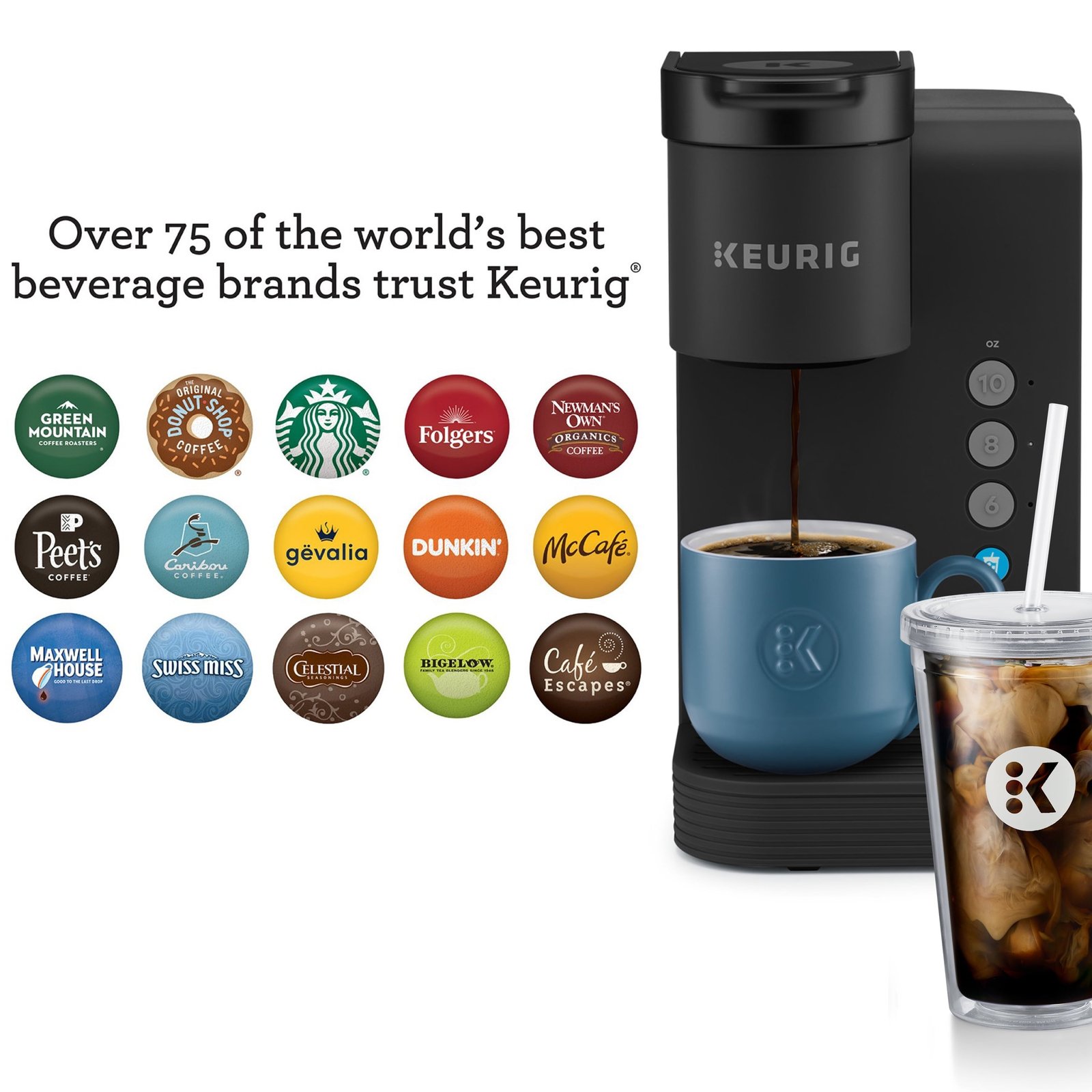 Keurig K-Express Essentials Plus, Iced and Hot Single-Serve K-Cup Pod Coffee Maker, White