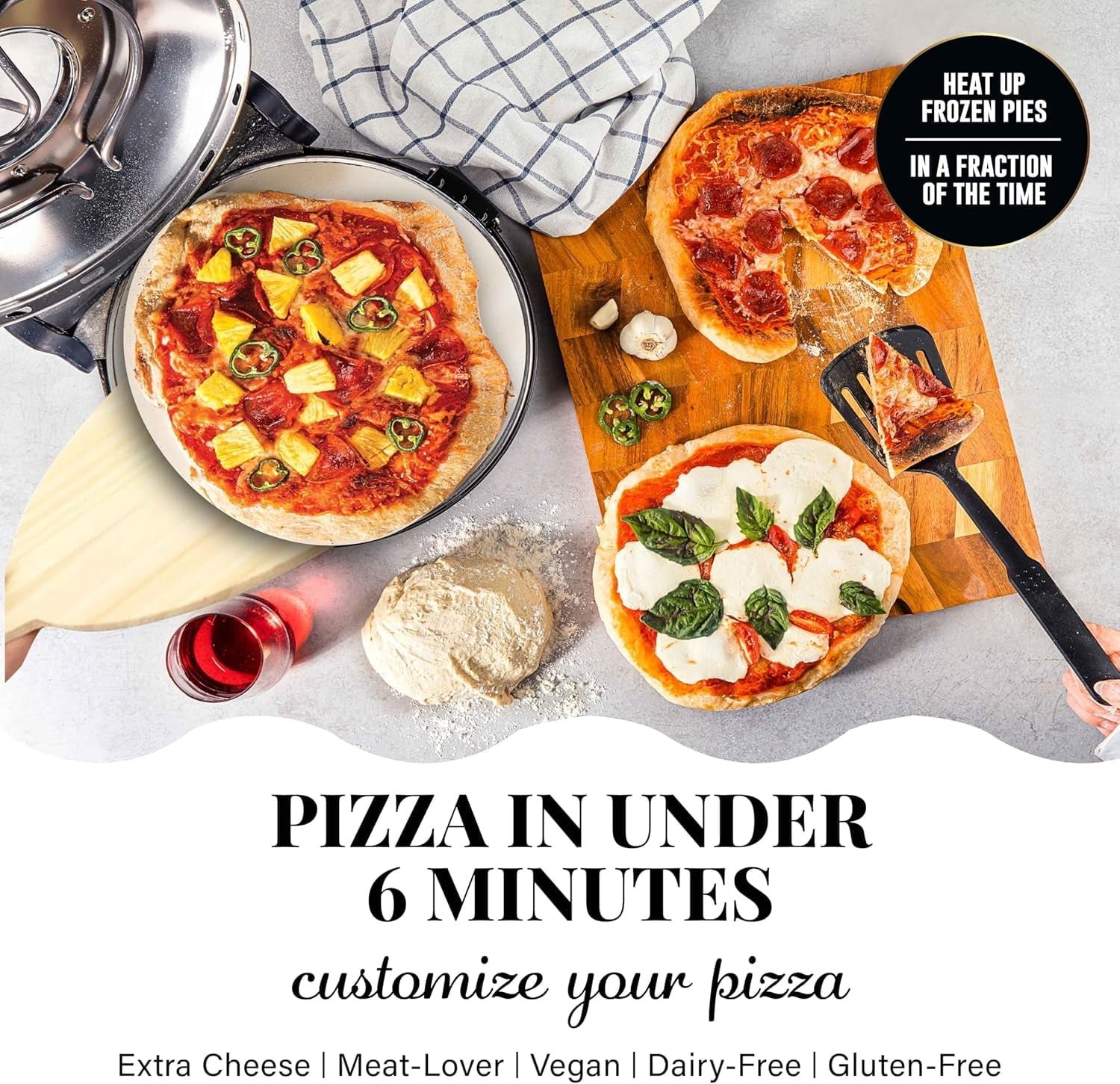 PIEZANO XL Crispy Crust Pizza Oven by Granitestone 14 Inch Electric Pizza Oven Indoor Countertop Maker w/ Ceramic Stone Heats up to 800°F for Stone Baked Pizzeria Style at Home As Seen on TV Products