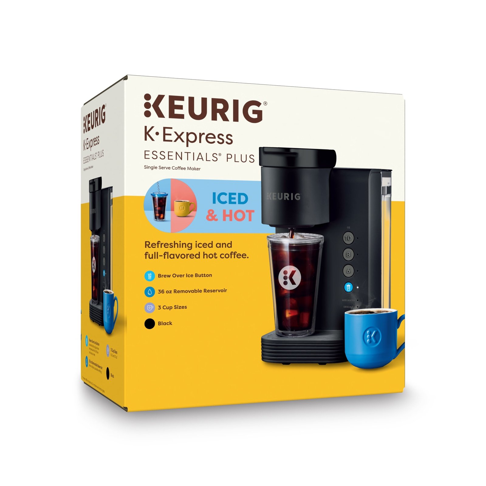 Keurig K-Express Essentials Plus, Iced and Hot Single-Serve K-Cup Pod Coffee Maker, White