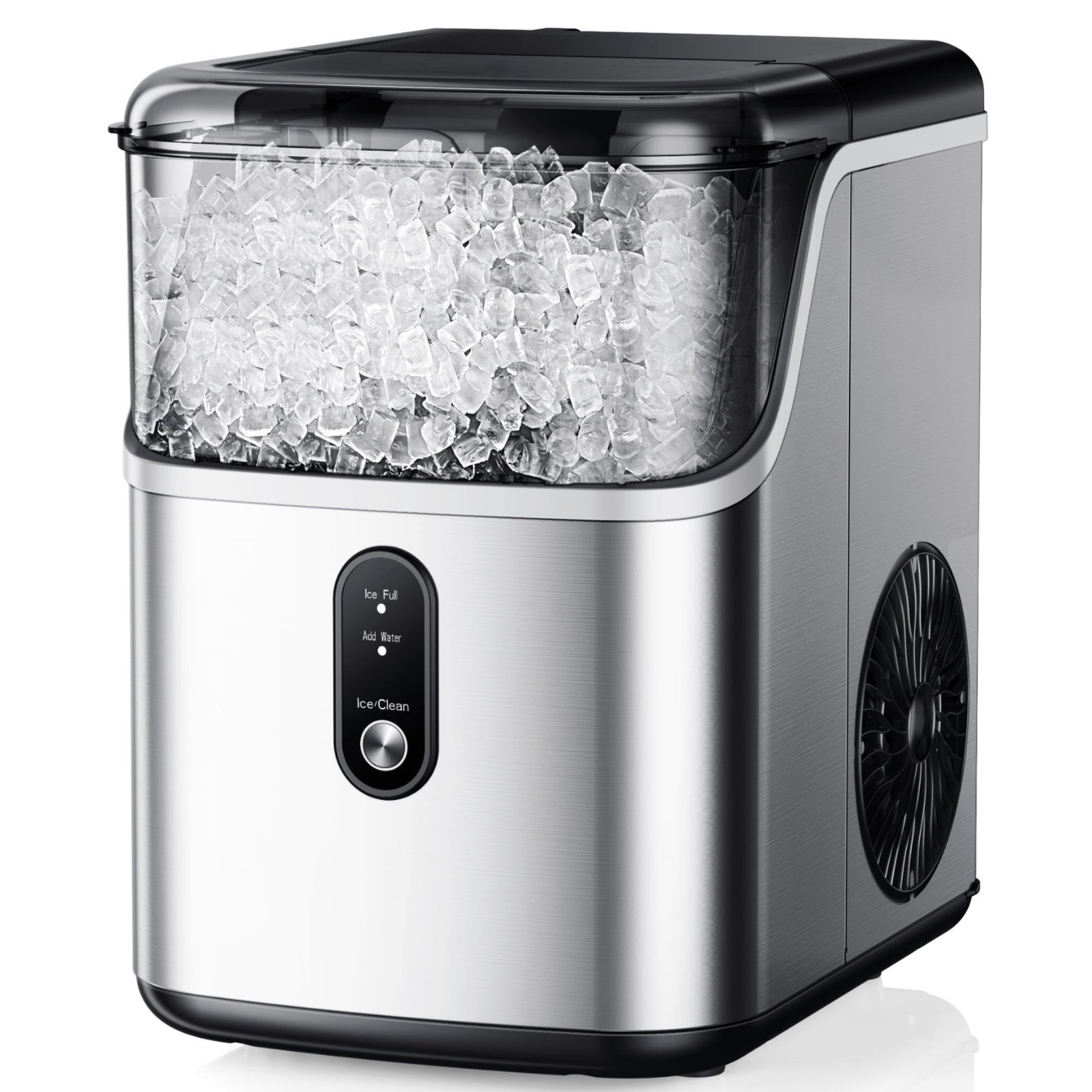 Simzlife Nugget Ice Maker Countertop, Portable Ice Maker Machine with Self-Cleaning Function, 35lbs/Day, Soft Chewable Pellet Ice, Silver