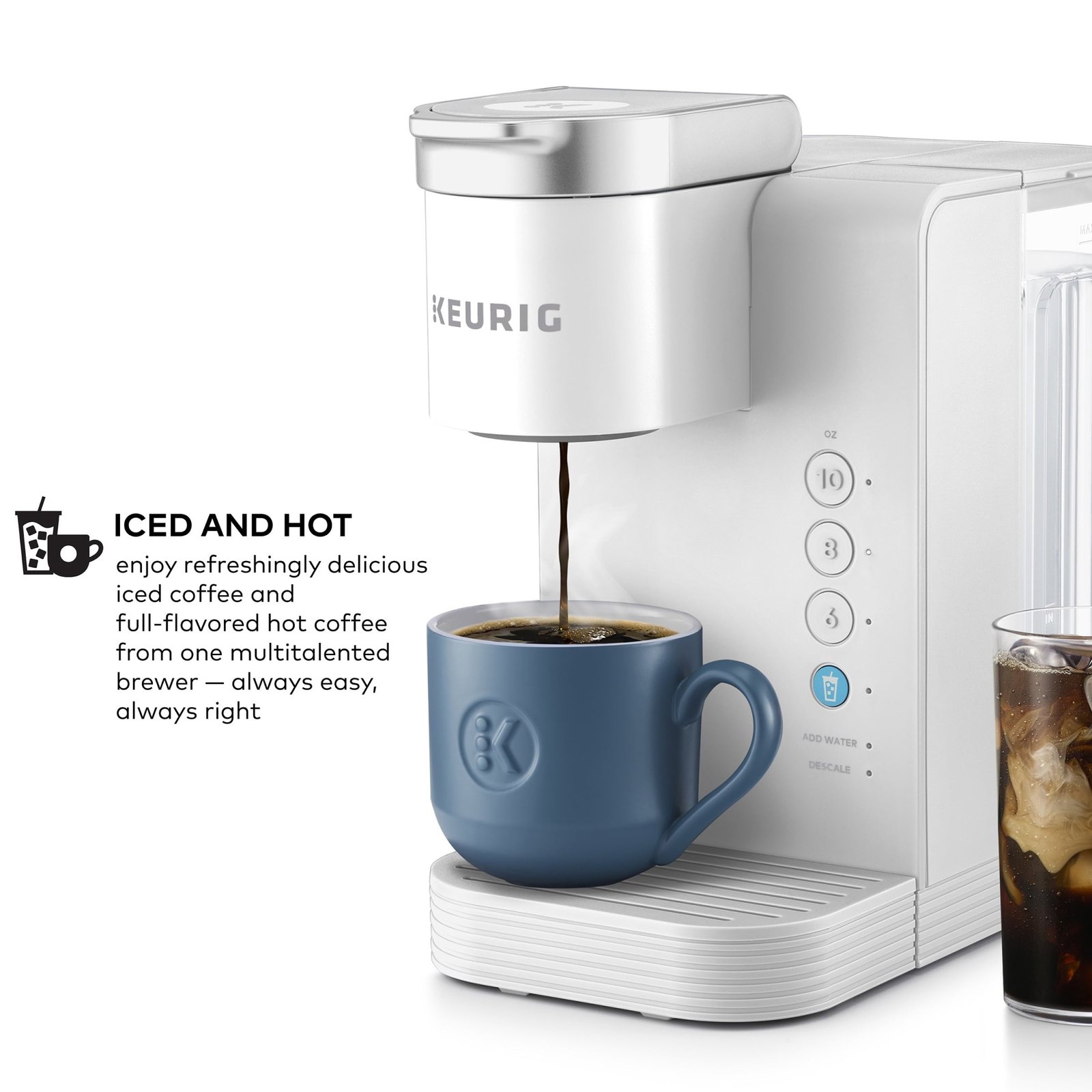 Keurig K-Express Essentials Plus, Iced and Hot Single-Serve K-Cup Pod Coffee Maker, White