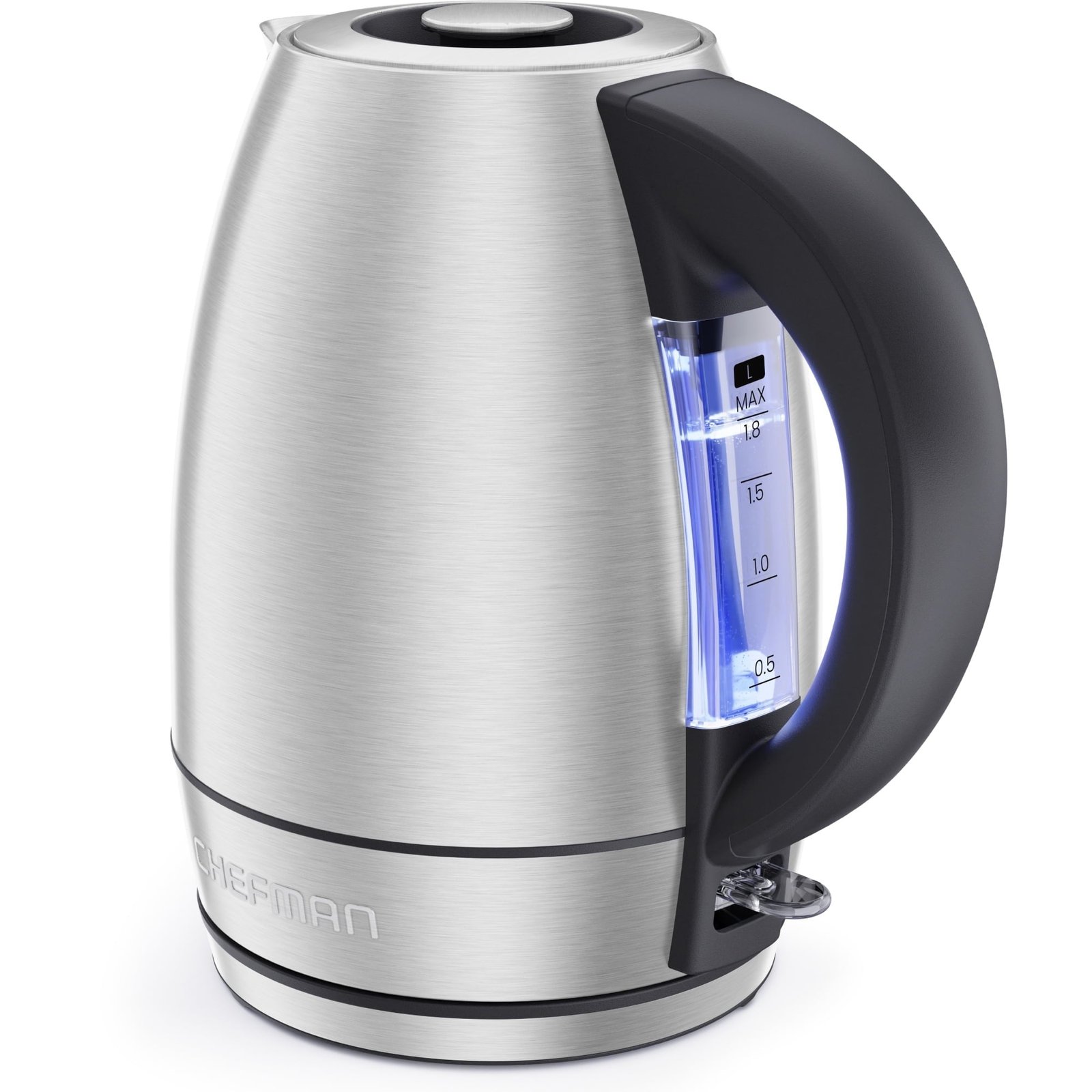 Chefman 1.8 Liter Electric Kettle, 1500W Rapid Water Boiler with Lift-Out Lid – Stainless Steel