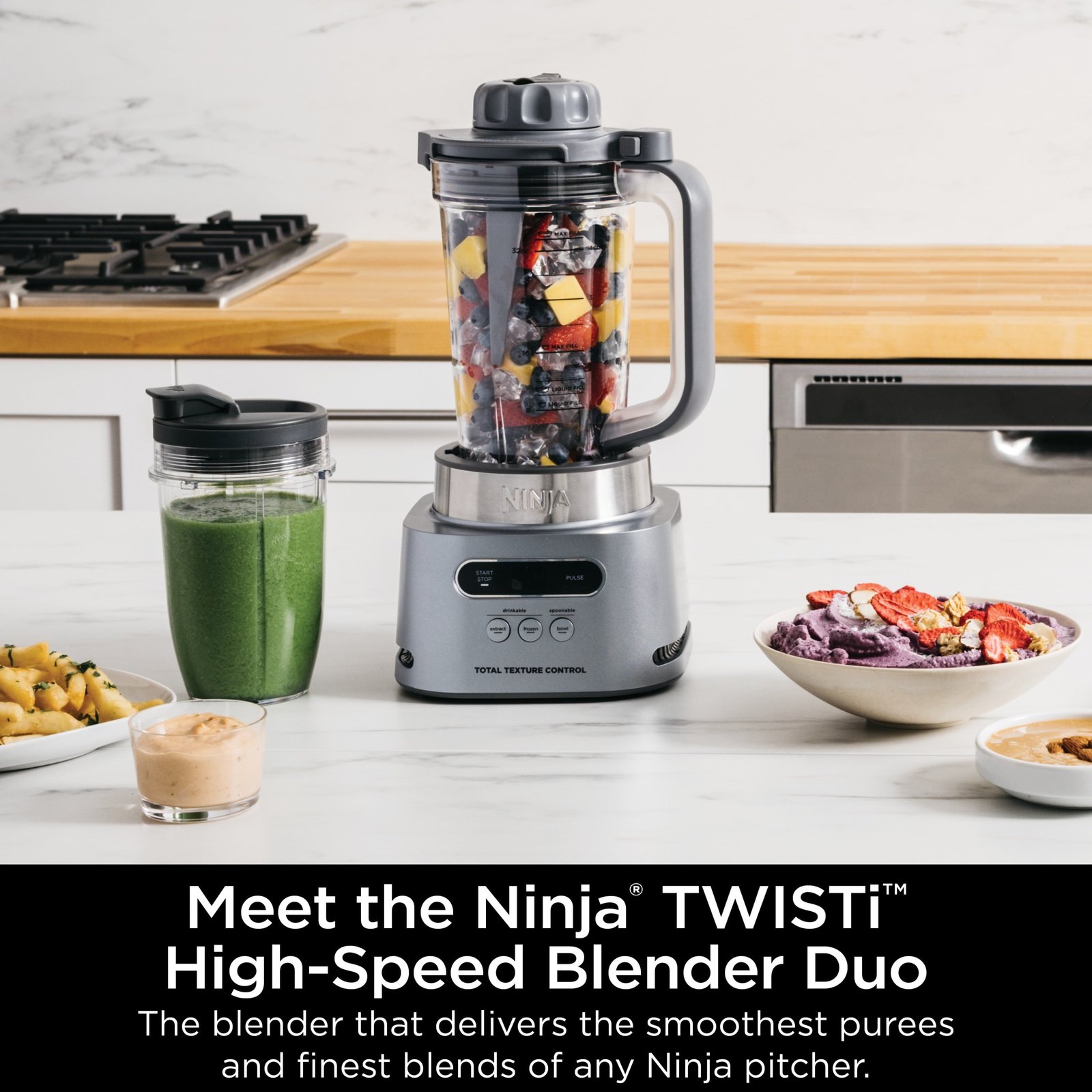 Ninja Twisti, High-Speed Blender Duo 3 Preset Auto-iQ Programs, 34 oz. Pitcher Capacity, SS150