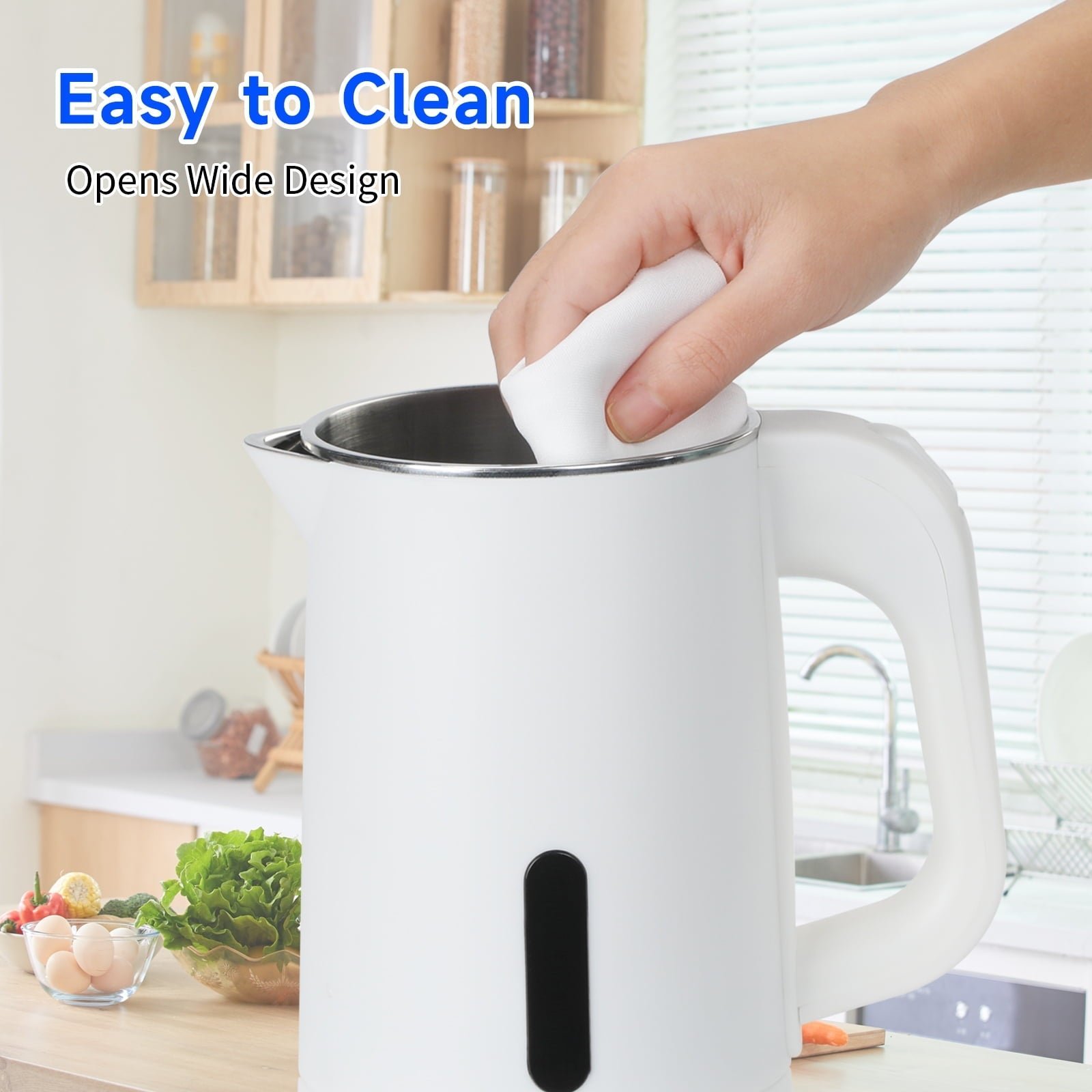 Small Electric Tea Kettle Stainless Steel, 0.8L Portable Mini Hot Water Boiler Heater, Travel Electric Coffee Kettle with Auto Shut-Off & Boil Dry Protection